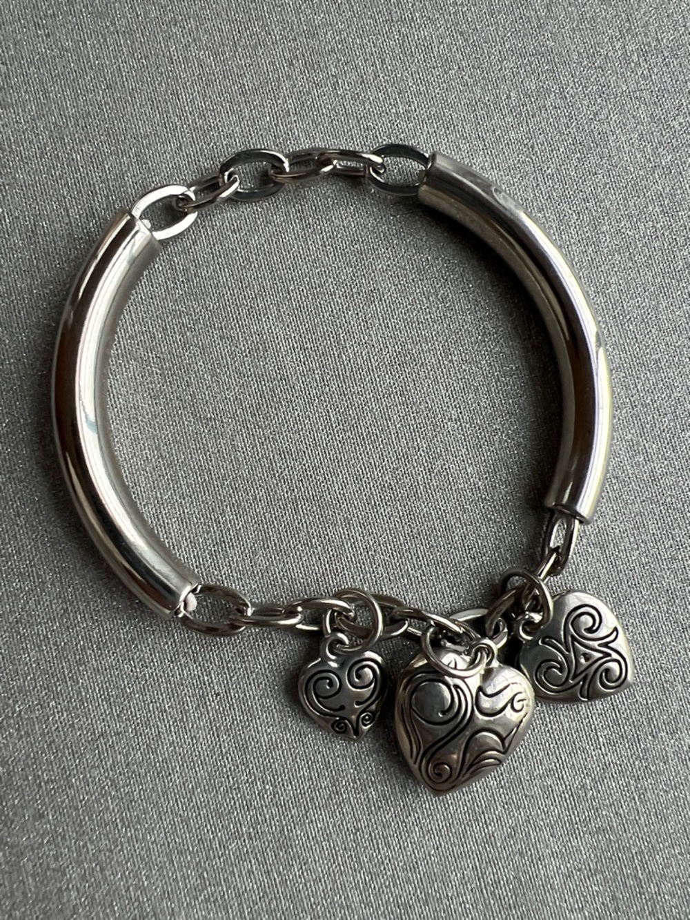 Silver-Tone Heart Charm Bracelet - Women’s Jewelry